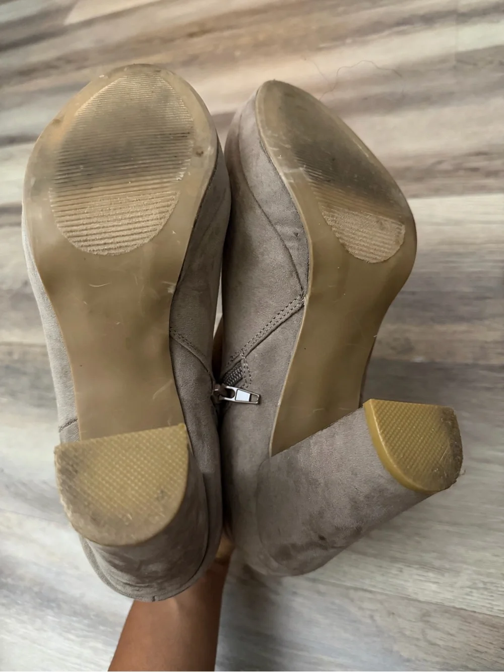 new directions Taupe Suede Ankle Booties